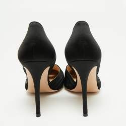 Pre Owned Gianvito Rossi Black Pleated Satin Crystal Embellished Pointed Toe Pumps Size 40