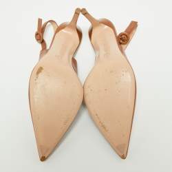 Pre Owned Gianvito Rossi Brown Leather Pointed Toe Slingback Sandals Size 39.5