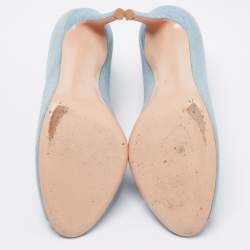 Pre Owned Gianvito Rossi Blue Denim Vamp Peep Toe Booties Size 41