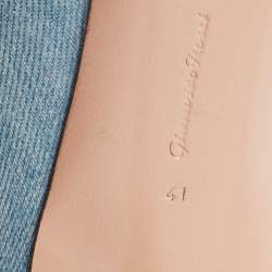 Pre Owned Gianvito Rossi Blue Denim Vamp Peep Toe Booties Size 41