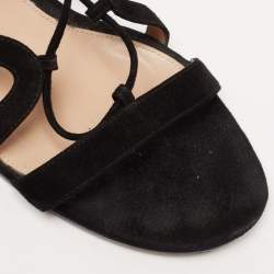 Pre Owned Gianvito Rossi Black Suede Gladiator Block Heel Sandals Size 39