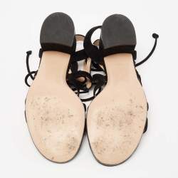 Pre Owned Gianvito Rossi Black Suede Gladiator Block Heel Sandals Size 39