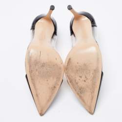 Pre Owned Gianvito Rossi Black Patent Leather And PVC Plexi Pointed Toe Pumps Size 39