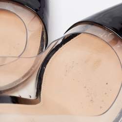 Pre Owned Gianvito Rossi Black Patent Leather And PVC Plexi Pointed Toe Pumps Size 39