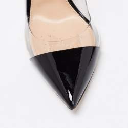 Pre Owned Gianvito Rossi Black Patent Leather And PVC Plexi Pointed Toe Pumps Size 39