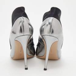 Pre Owned Gianvito Rossi Metallic Silver Patent Leather Pointed Toe Pumps Size 39