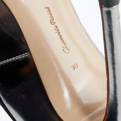 Pre Owned Gianvito Rossi Metallic Silver Patent Leather Pointed Toe Pumps Size 39