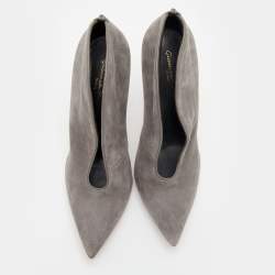 Pre Owned Gianvito Rossi Grey Suede V Neck Booties Size 40
