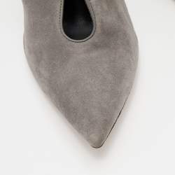 Pre Owned Gianvito Rossi Grey Suede V Neck Booties Size 40