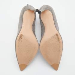 Pre Owned Gianvito Rossi Grey Suede V Neck Booties Size 40