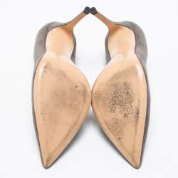 Pre Owned Gianvito Rossi Grey Suede Pointed Toe Pumps Size 40