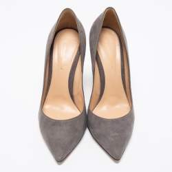 Pre Owned Gianvito Rossi Grey Suede Pointed Toe Pumps Size 40