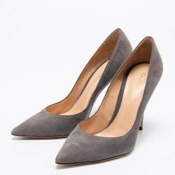 Pre Owned Gianvito Rossi Grey Suede Pointed Toe Pumps Size 40