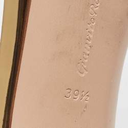 Pre Owned Gianvito Rossi Gold Laminated Leather Asymmetric Platform Sandals Size 39.5