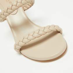 Pre Owned Gianvito Rossi Beige Leather Braided Strap Slip On Sandals Size 36