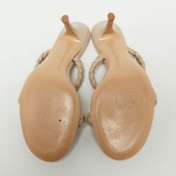 Pre Owned Gianvito Rossi Beige Leather Braided Strap Slip On Sandals Size 36