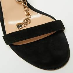 Pre Owned Gianvito Rossi Black  Suede Debbie Chain Ankle Strap Sandals Size 39