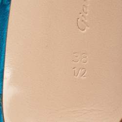 Pre Owned Gianvito Rossi Blue Satin Slide Sandals Size 38.5