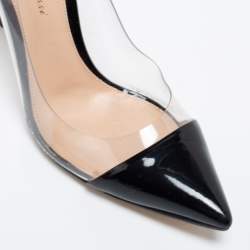 Pre Owned Gianvitto Rossi Black Patent Leather And PVC Plexi Pointed Toe Pumps Size 38
