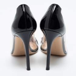 Pre Owned Gianvitto Rossi Black Patent Leather And PVC Plexi Pointed Toe Pumps Size 38