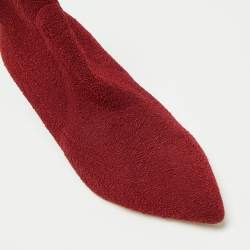 Pre Owned Gianvito Rossi Red Knit Fabric Sock Ankle Boots Size 40