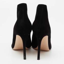 Pre Owned Gianvito Rossi Black Suede Vamp Peep-Toe Booties Size 39
