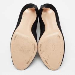 Pre Owned Gianvito Rossi Black Suede Vamp Peep-Toe Booties Size 39