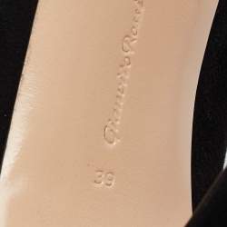 Pre Owned Gianvito Rossi Black Suede Vamp Peep-Toe Booties Size 39