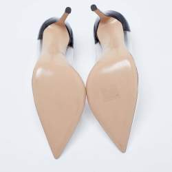Pre Owned Gianvito Rossi Black/White Patent Leather and PVC Plexi Pumps Size 41