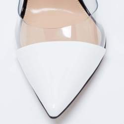 Pre Owned Gianvito Rossi Black/White Patent Leather and PVC Plexi Pumps Size 41