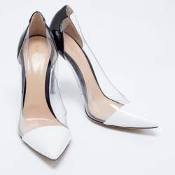 Pre Owned Gianvito Rossi Black/White Patent Leather and PVC Plexi Pumps Size 41