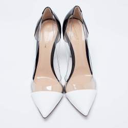 Pre Owned Gianvito Rossi Black/White Patent Leather and PVC Plexi Pumps Size 41