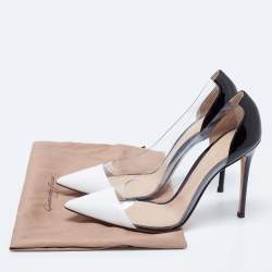 Pre Owned Gianvito Rossi Black/White Patent Leather and PVC Plexi Pumps Size 41