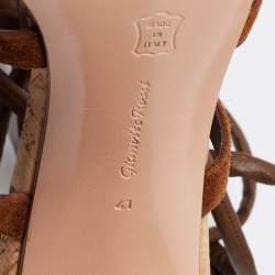 Pre Owned Gianvito Rossi Brown Suede and Leather Cayman Cork Sandals Size 41