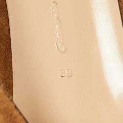 Pre Owned Gianvito Rossi Brown Suede Vamp Peep Toe Booties Size 38