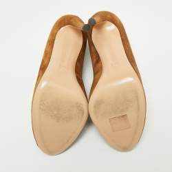 Pre Owned Gianvito Rossi Brown Suede Vamp Peep Toe Booties Size 38