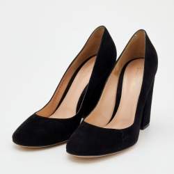 Pre Owned حذاء كعب عالي جيانفيتو روسي بيبر سويدي أسود كعب مربع سميك مقاس 41