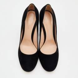 Pre Owned حذاء كعب عالي جيانفيتو روسي بيبر سويدي أسود كعب مربع سميك مقاس 41