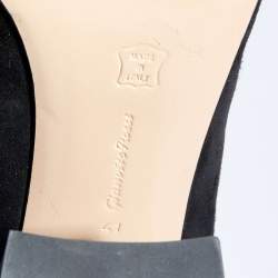 Pre Owned حذاء كعب عالي جيانفيتو روسي بيبر سويدي أسود كعب مربع سميك مقاس 41