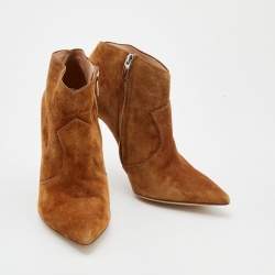 Pre Owned Gianvito Rossi Brown Suede Pointed Toe Ankle Booties Size 41
