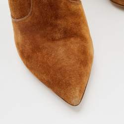 Pre Owned Gianvito Rossi Brown Suede Pointed Toe Ankle Booties Size 41