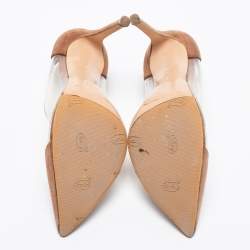 Pre Owned حذاء كعب عالي جيانفيتو روسي بي في سي بليكسي وسويدي بني مقدمة مدببة مقاس 36