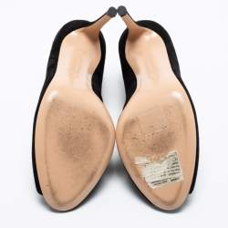 Pre Owned Gianvito Rossi Black Suede Vamp Peep Toe Booties Size 40