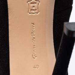 Pre Owned Gianvito Rossi Black Suede Vamp Peep Toe Booties Size 40