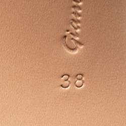 Pre Owned Gianvito Rossi Metallic Grey Textured Fabric Alise Mules Size 38