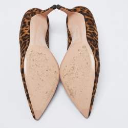Pre Owned Gianvito Rossi Brown/Black Leopard Print Suede Pointed-Toe Pumps Size 41