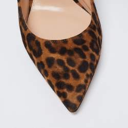 Pre Owned Gianvito Rossi Brown/Black Leopard Print Suede Pointed-Toe Pumps Size 41