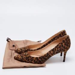 Pre Owned Gianvito Rossi Brown/Black Leopard Print Suede Pointed-Toe Pumps Size 41