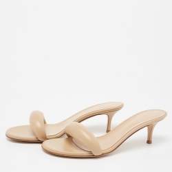 Pre Owned Gianvito Rossi Beige Leather Bijoux Slide Sandals Size 40