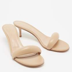 Pre Owned Gianvito Rossi Beige Leather Bijoux Slide Sandals Size 40